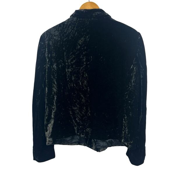 Eileen Fisher Black Crushed Velvet Silk Blended Blazer Jacket Size L - Picture 6 of 8